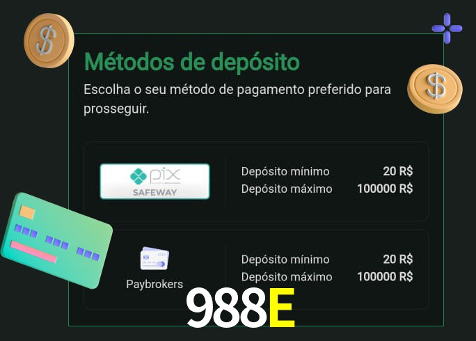 O cassino 988E oferece uma grande variedade de métodos de pagamento